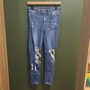 American Eagle Distressed Jegging Skinny Jeans Size 4 Short‎